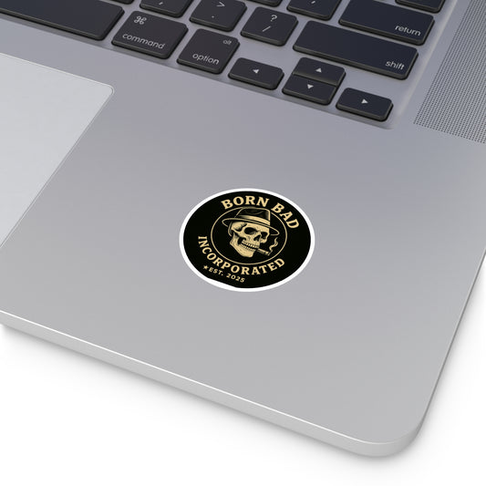 Born Bad Incorporated Round Stickers - Vintage Skull Design for Indoor/Outdoor Use